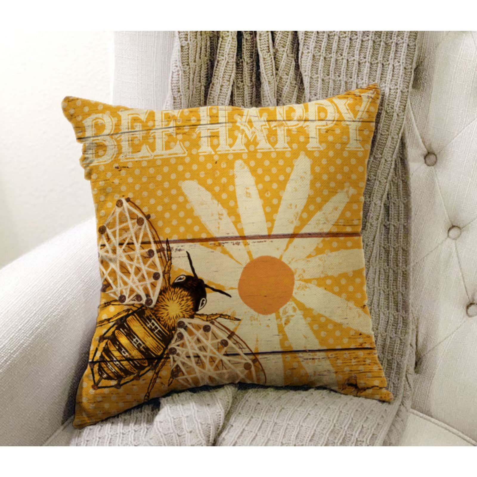 Amazon.co.jp: Softxpp 素朴なハチ ハッピーなひまわり 枕カバー 農家