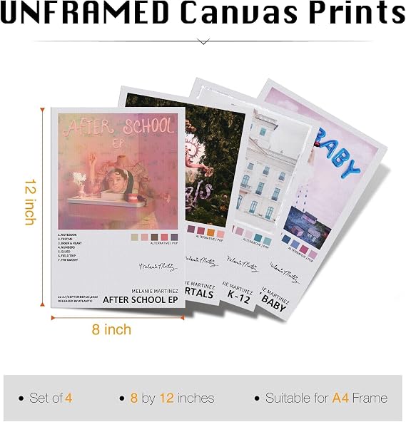 omle Melanie Martinez Signed Limited Posters Music Album Cover Posters Canvas Wall Art HD Prints Room Aesthetic Pictures Set of 4 for Music Classroom Girls Bedroom Wall Decor Art 8x12 inch Unframed