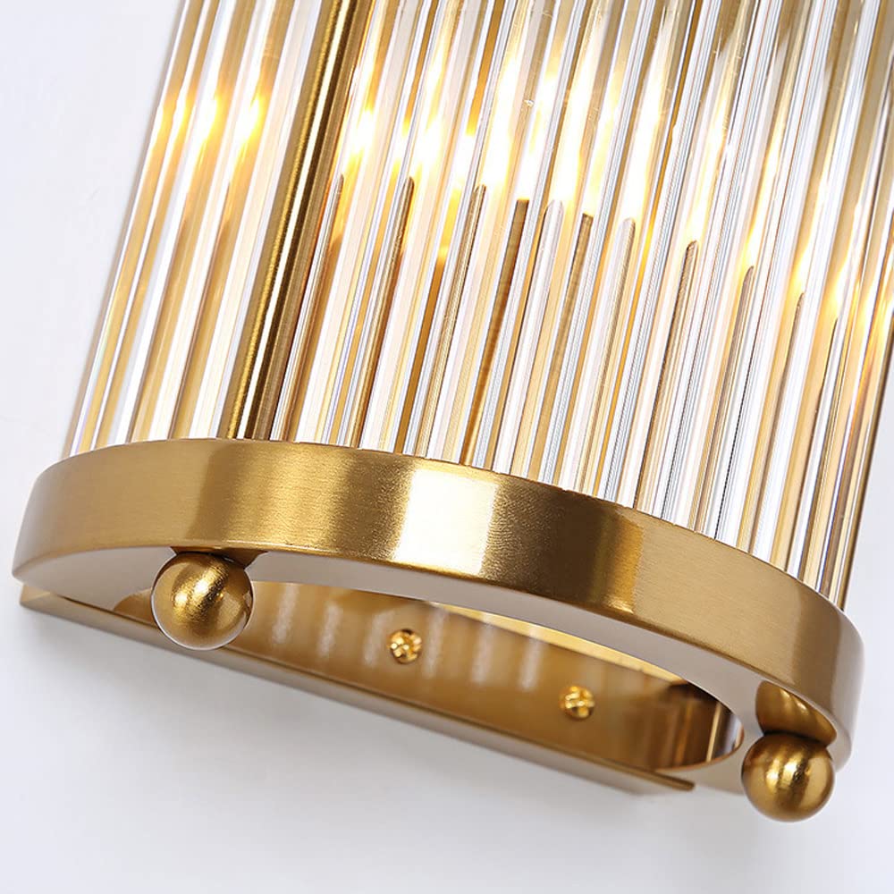 Jadssox aplique de pared de cristal accesorio de iluminación lámpara de pared posmoderna, luz de montaje en pared de metal dorado para interiores, apliques de pared largos E14 lámparas de tocador para
