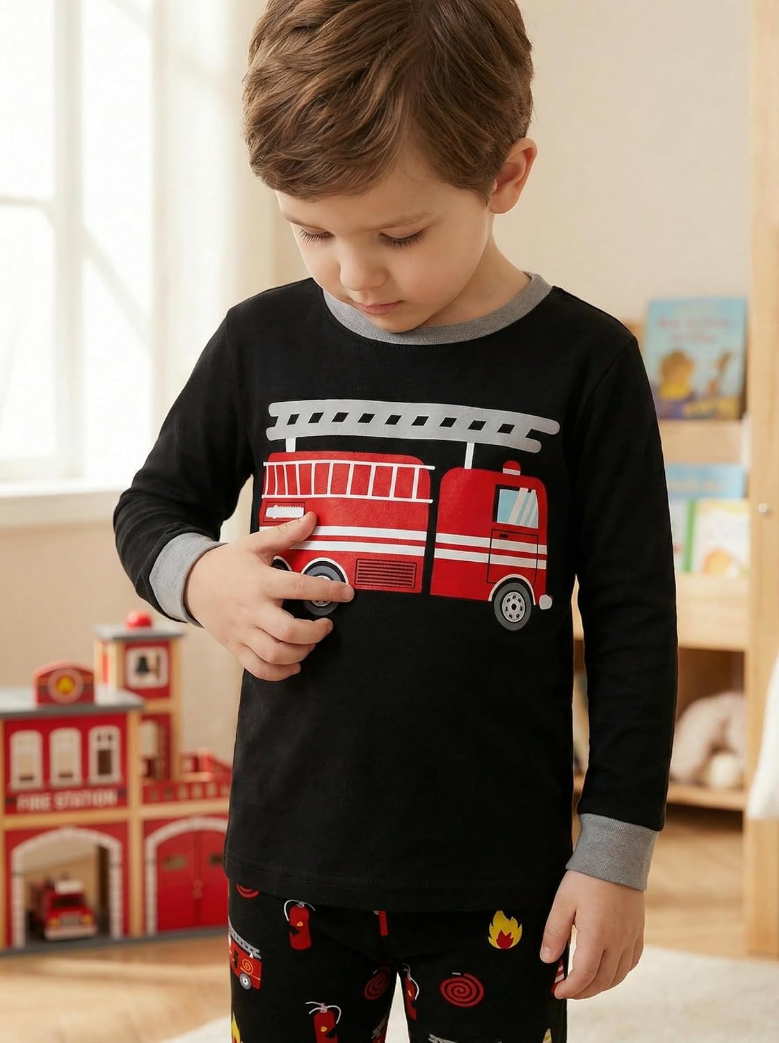 Popshion Boys Pajamas 100% Cotton Planet Pjs Toddler 2 Piece Sleepwear Kids Clothes Set Size 3t -10t - Image 3