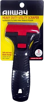 ALLWAY LUS Long Handle Utility Scraper with 3 Blades | Scrape Glass, Tile and Other Delicate Surfaces