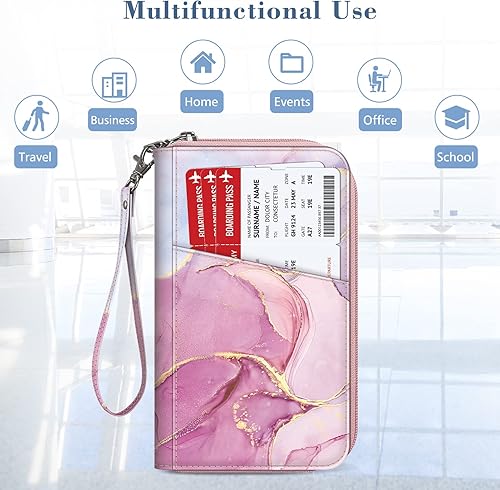 Miniatura 6 de Fintie Cartera para pasaporte familiar, con bloqueo RFID, organizador de documentos de viaje, bolsa de mano para tarjetas de crédito para mujeres