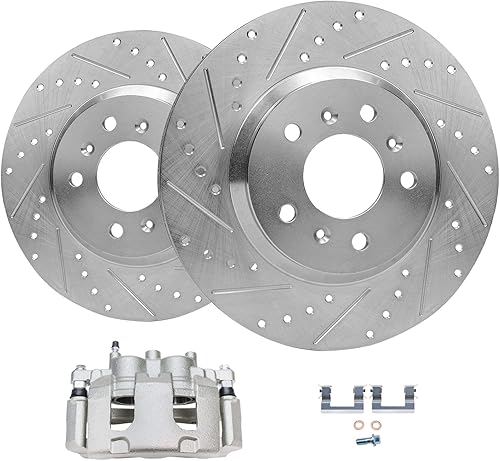 Miniatura 14 de Detroit Axle - Kit de freno delantero para Mazda 3 5 Rotores de freno perforados y ranurados Pastillas de freno de cerámica Reemplazo: Rotores