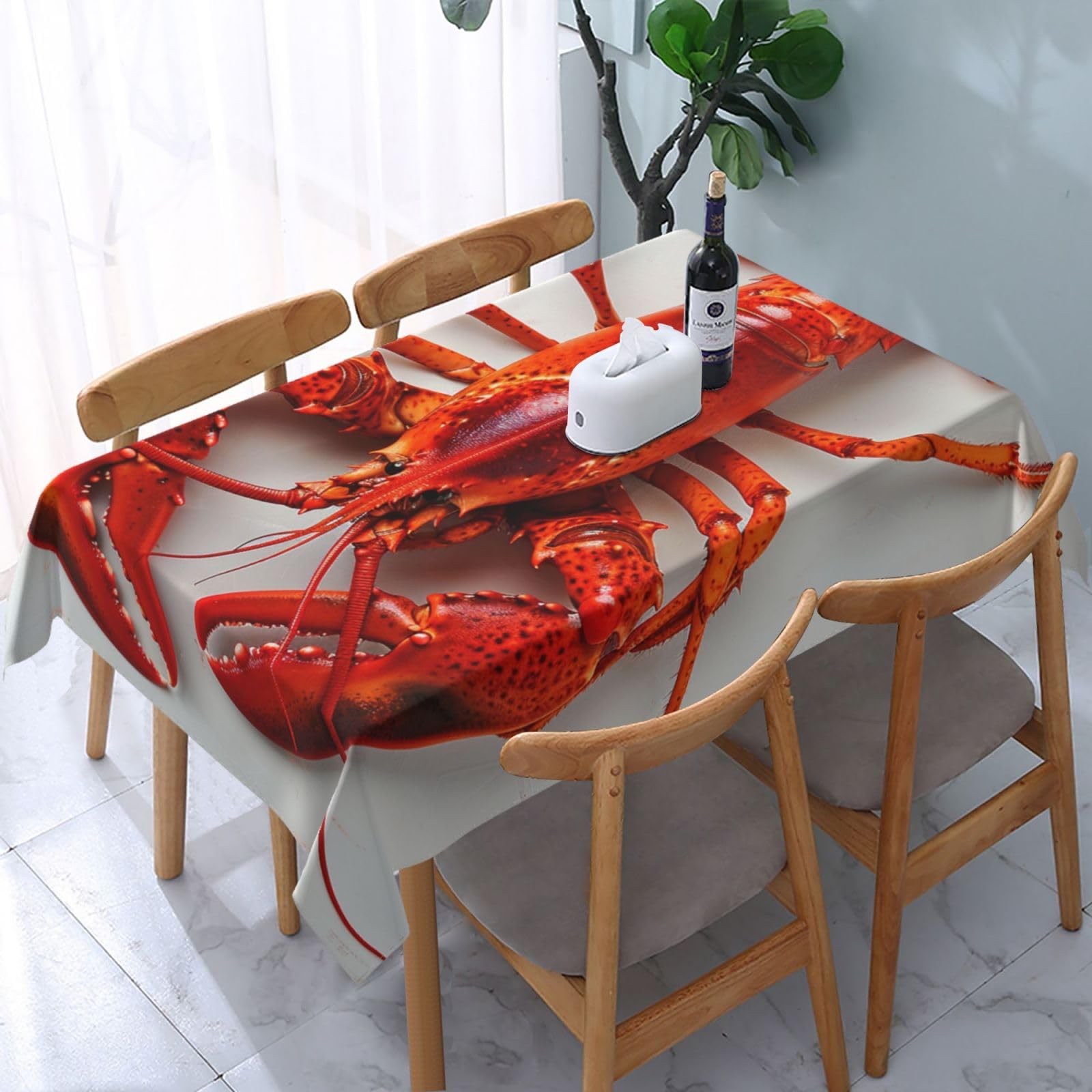 WPKJU Lobster Printed Tablecloth Water Resistant Table Cover Washable Rectangle Table Cloth for Tables 54x72 in