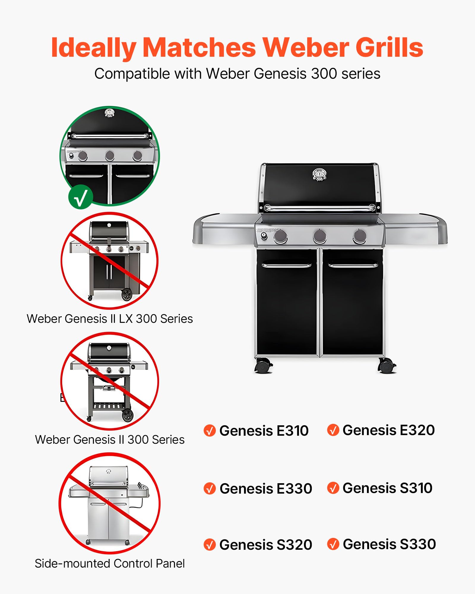 VEVOR 5 Flavorizer Bars + 2 Heizplatten, Aromaschienen Flammenverteiler für Grills (Weber Genesis 300-Serie), einschließlich E310 E320 E330 S310 S320 S330, dickere Heizplatte aus Edelstahl