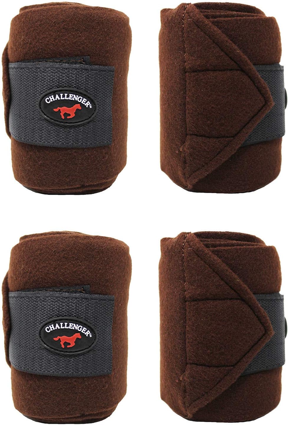 CHALLENGER Horse Tack Grooming Leg Set of 4 Fleece Polo Wrap Black Equine Care Rodeo 95R13: Sports & Outdoors