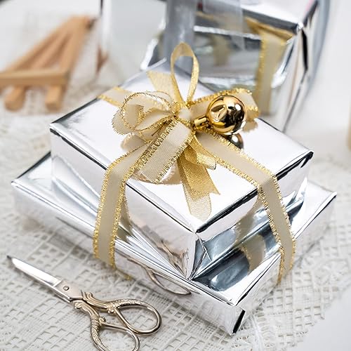Miniatura 3 de RUSPEPA Papel de regalo metálico plateado, papel de color sólido, perfecto para bodas, cumpleaños, Navidad, baby shower, 17 pulgadas x 32.8 pies