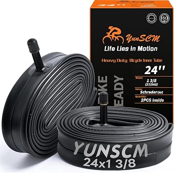 2-PCS 24x1 3/8 37-540 Heavy Duty Bike Tubes AV32MM Schrader Valve 24x1 3/8 Inner Tubes Compatible with 24 x 1 3/8 Wheelchair Bike Bicycle Tire Tubes