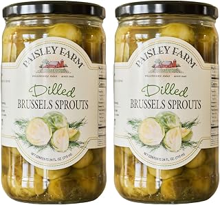 Paisley Farm Dilled Brussels Sprouts 24oz Jars 2 Pack - Crisp All-Natural Pickled Veggies with Tangy Dill Flavor