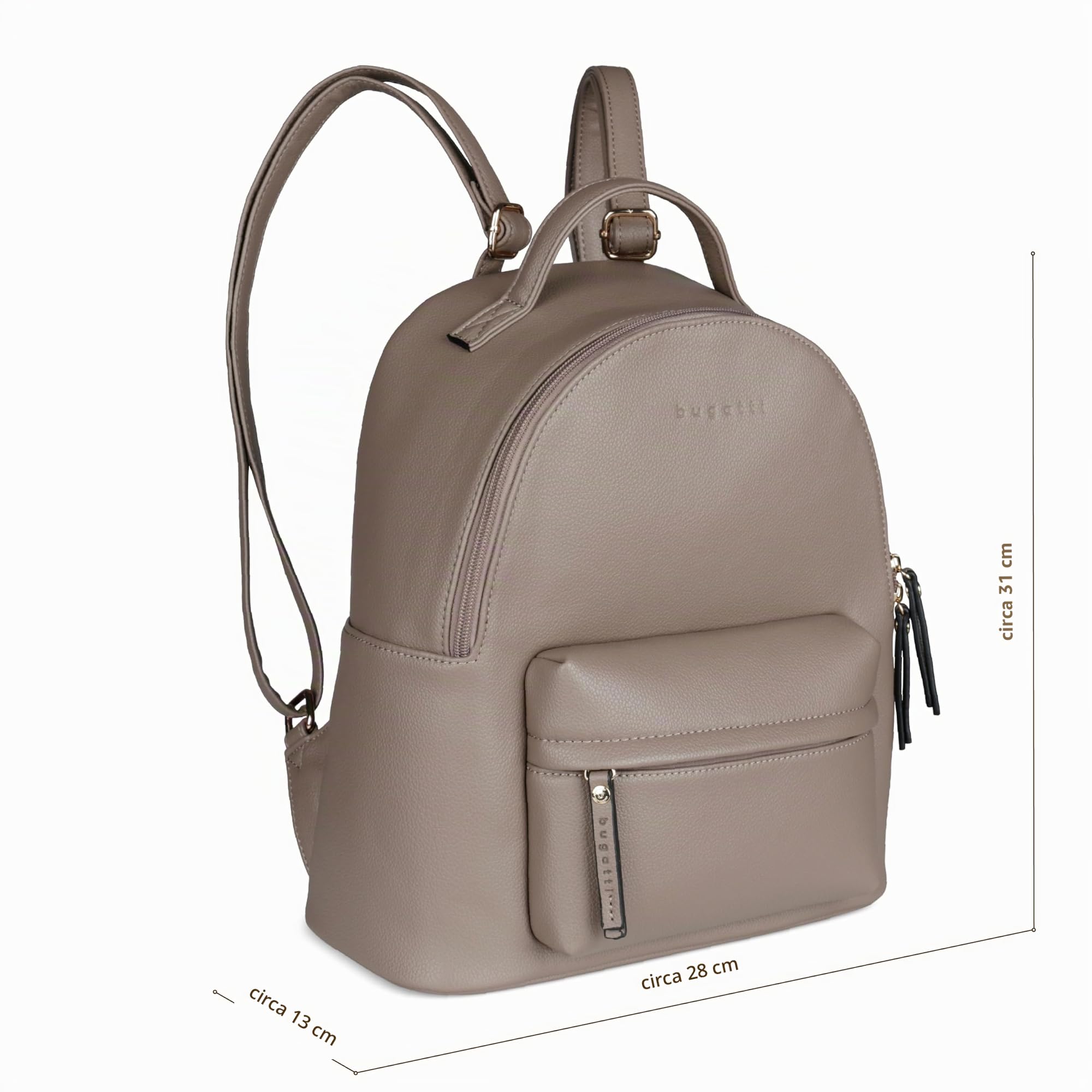 bugatti Mare 3.0 zaino da donna – zaino leggero in ecopelle per l'uso quotidiano e i viaggi, taupe