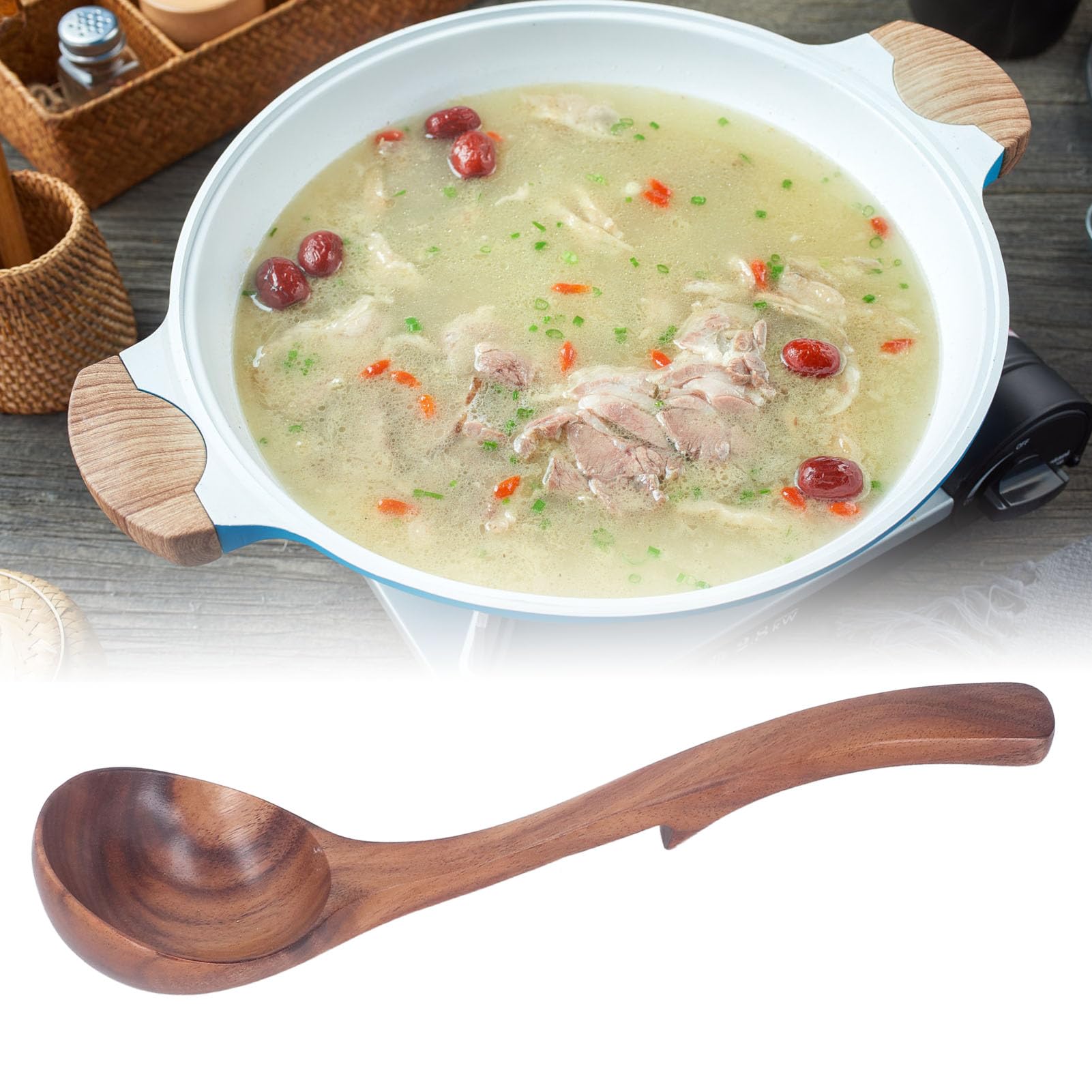 Wooden Ladle,Wooden Ladle for Cooking,Soup Spoon Ladle Wooden Serving Spoon Cooking Serving Ladle Kitchen Utensils for Home Hotel(A)