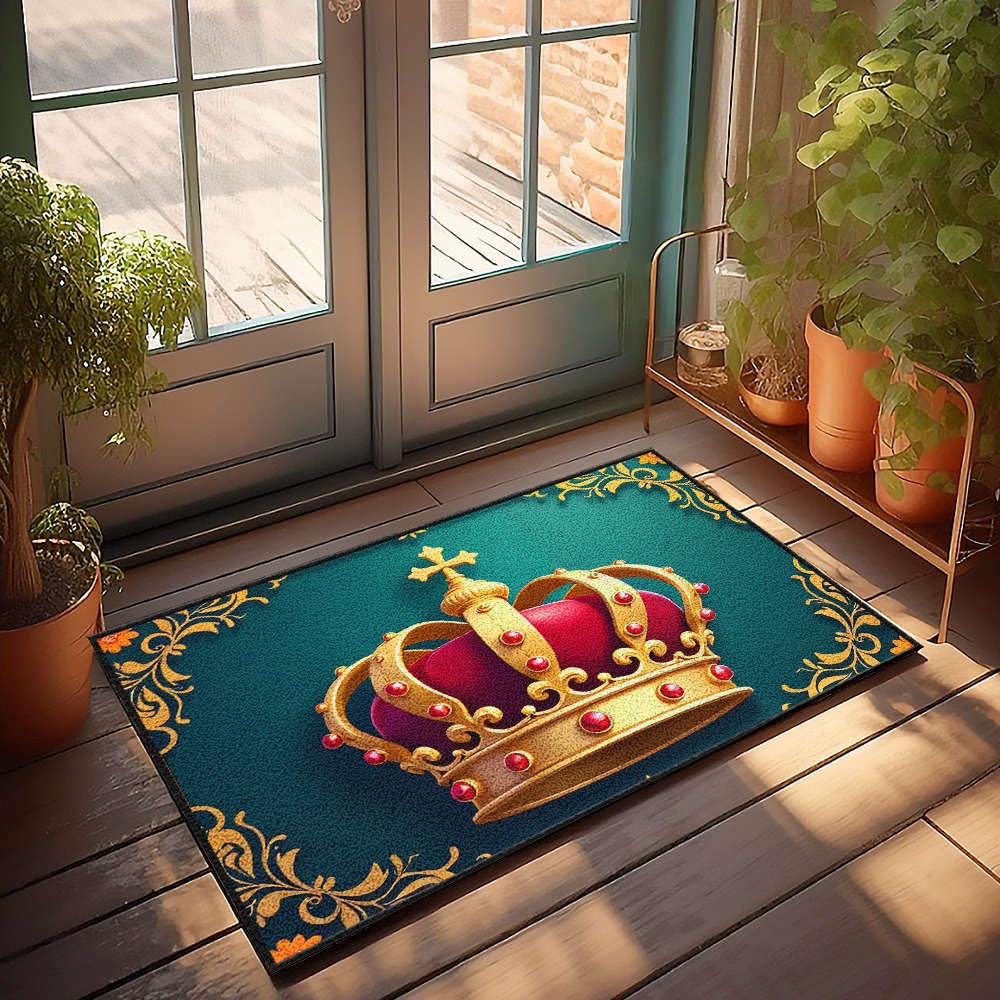 Paillasson couronne dorée tapis de sol imperméable résistant aux taches