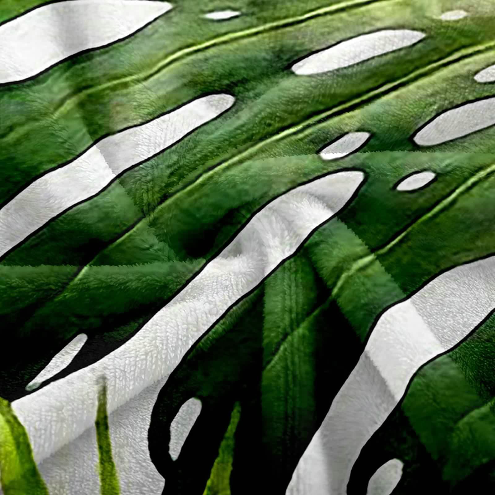 Aeici Couverture Polaire, Couverture en Flanelle Couverture 160x200 cm Feuilles de Bananier Couverture Canapé Hiver Cadeau pour Adultes et Enfants