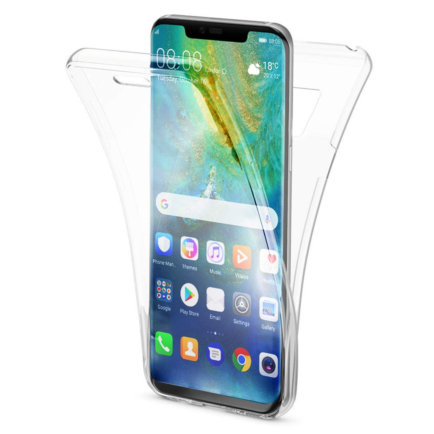 Microsonic Huawei Mate 20 Pro için Kılıf 6 tarafı tam full koruma 360 Clear Soft Şeffaf [Mate 20 Pro ile Uyumlu Kılıf - Şeffaf]