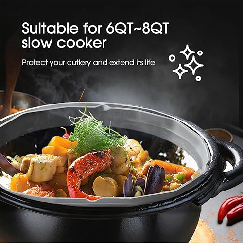 Miniatura 3 de Revestimientos para olla de cocción lenta compatibles con olla Crock Pot de 6 a 8 cuartos de galón, inserto divisor de silicona reutilizable, a