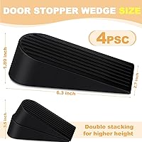 Vista 2 de Frienda 4 Pack Large Door Stoppers Heavy Duty Rubber Stopper for Bottom of Door Wedge Stopper for Home Office (Black)