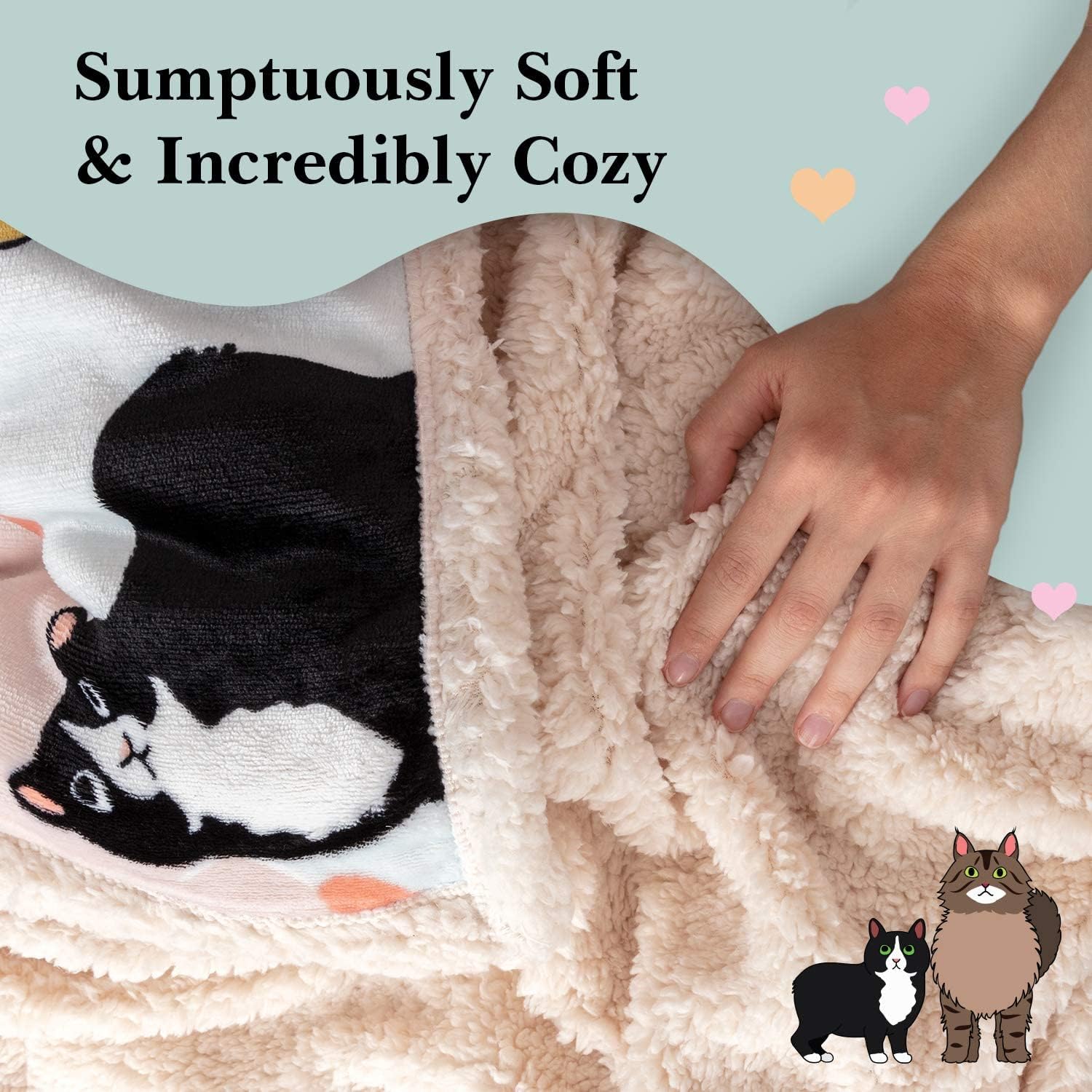 Cat Blanket - 28 Cute Feline Companions on a Sumptuously Soft 50x60 Inch Throw Blanket - The Most Beloved Cat Lover Gift - Image 6
