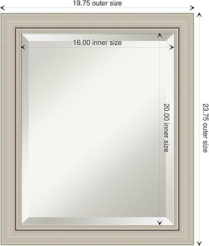 Miniatura 4 de Amanti Art Espejo de baño de madera, espejo de pared estrecho plateado Romano para usar como espejo de tocador de baño sobre fregadero (23.75 x