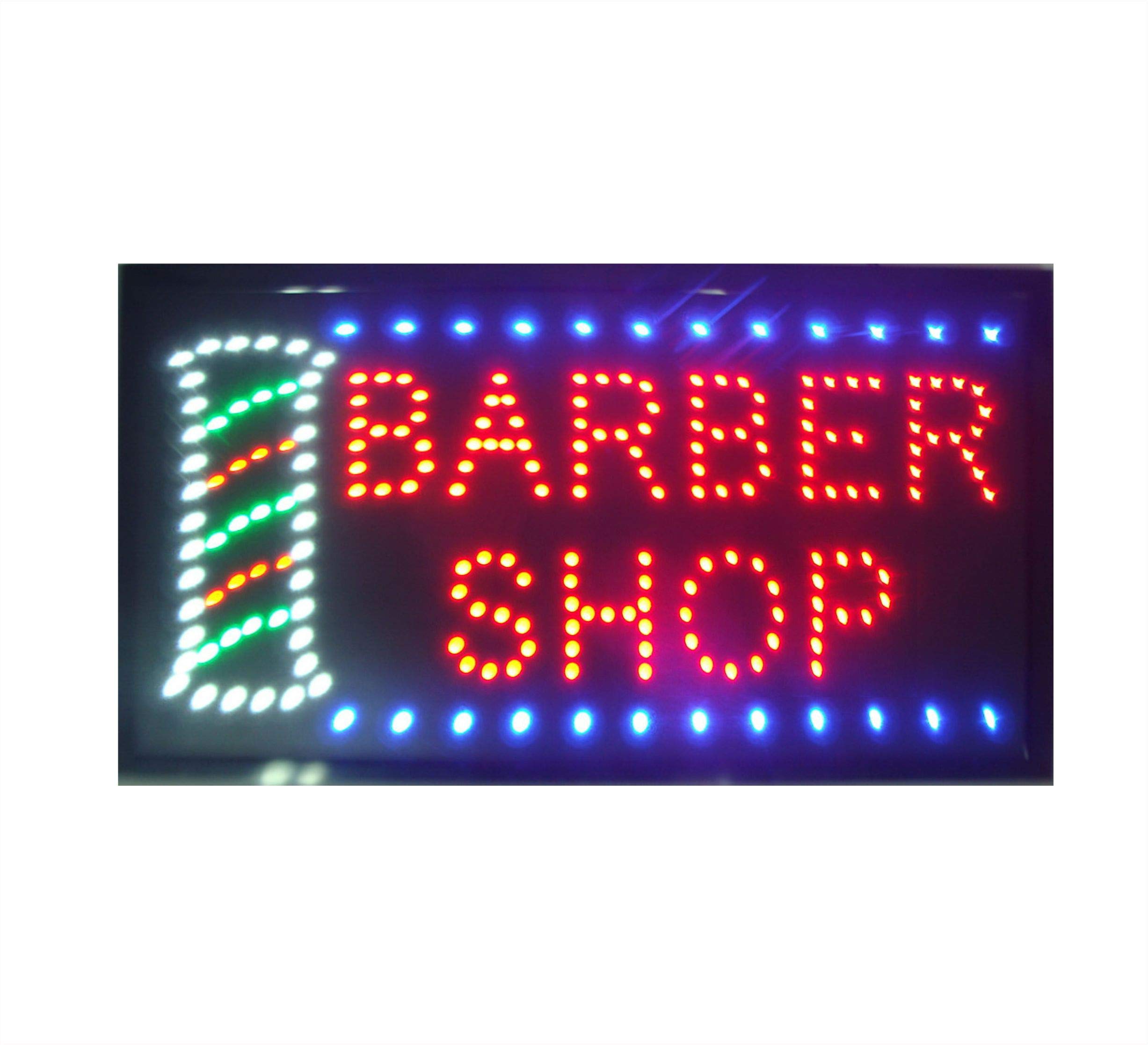 The Original SSS® = Barber Shop = LED Sign Bright NEON Professional Powerful Animated Flashing Display Hanging Chain Included Signs 25 X 48 CM