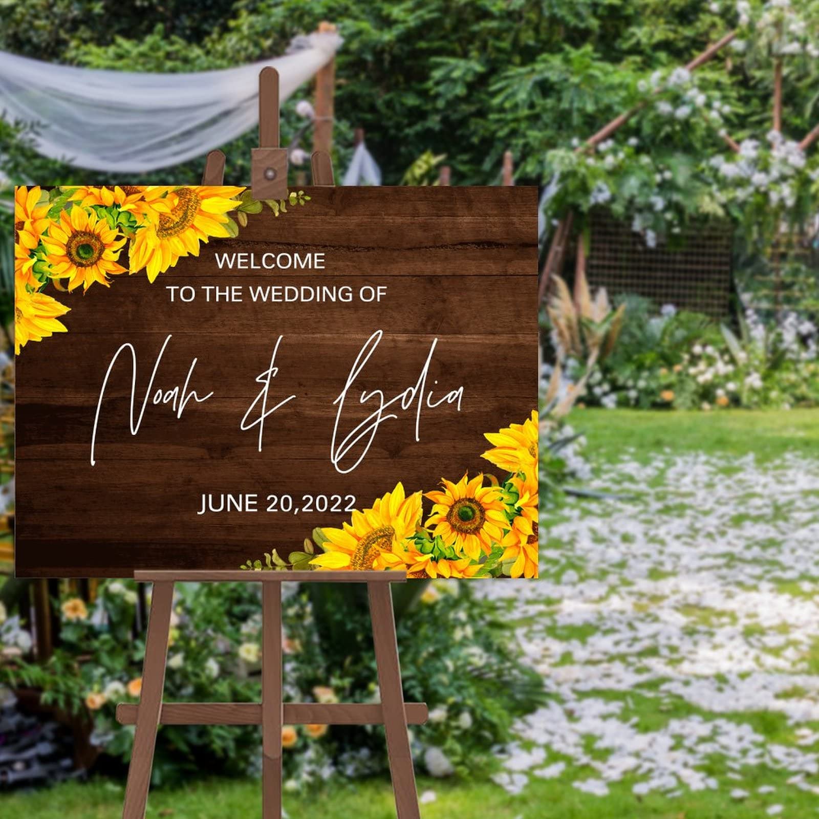 Panneau de bienvenue mariage en bois personnalisé pour réception fiançailles et cérémonie