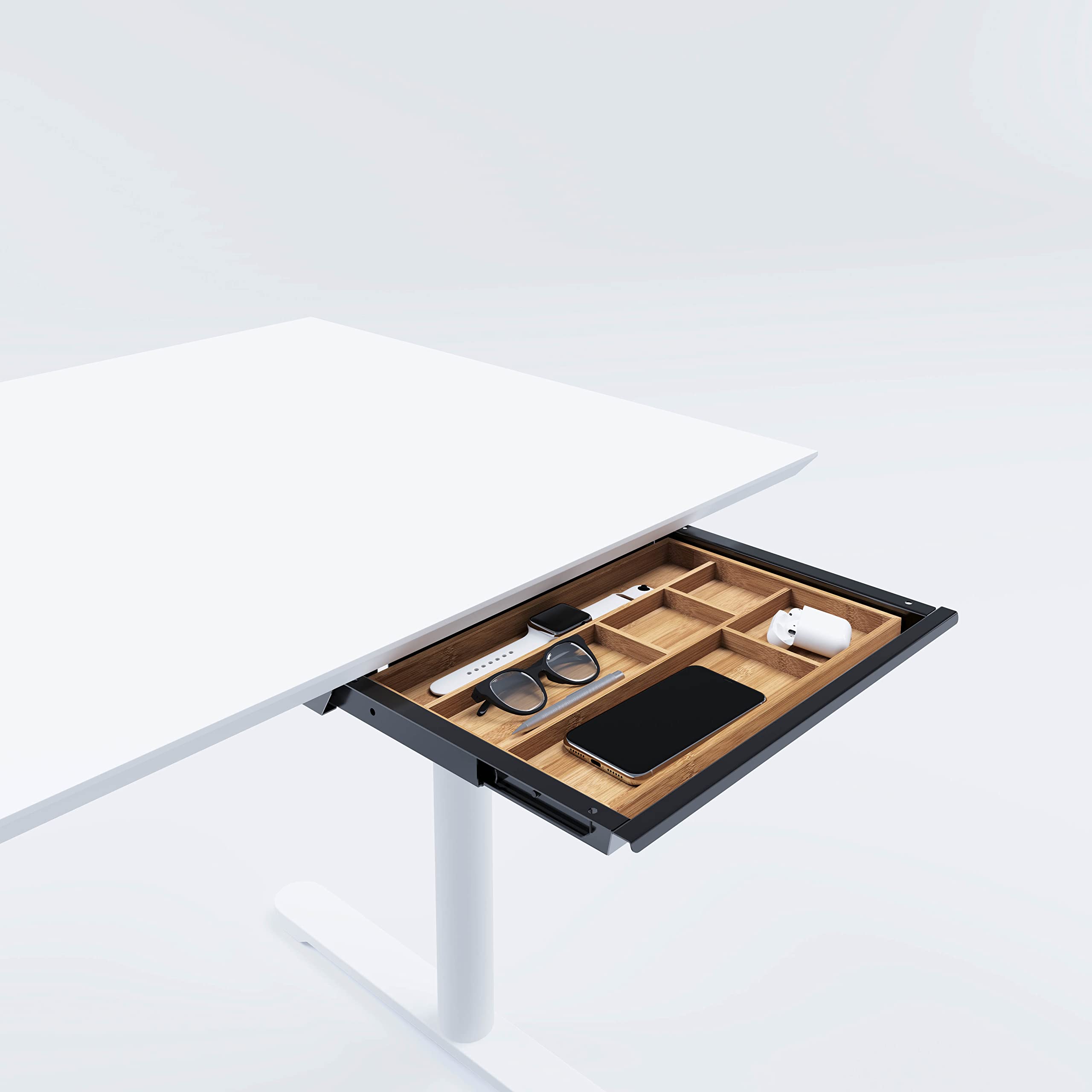 Actiforce Premium Under-Table Drawer | The Perfect Base Desk Drawer for a Tidy Desk | With Cable Grommet (Black, Narrow 39 cm)