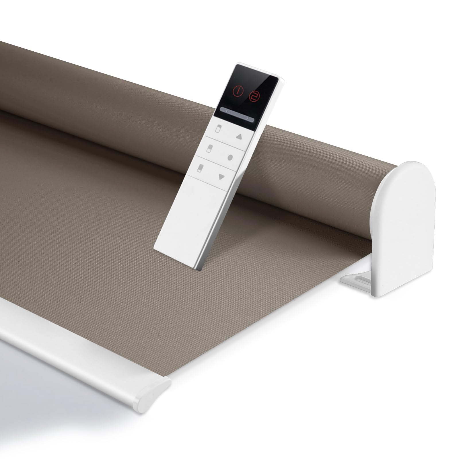 ZSHINE Motorized Blackout Window Blinds Customize Width (23-95 Inches) Remote Control Wireless and Rechargeable Roller Shades Blinds for Windows, Home, Office, Hotel, Club, Restaurant(82010E Bronze)