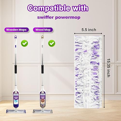 Miniatura 8 de Almohadillas desechables para trapeador Swiffer PowerMop multisuperficie y trapeador de madera Swiffer Powermop, reemplazo de almohadillas de