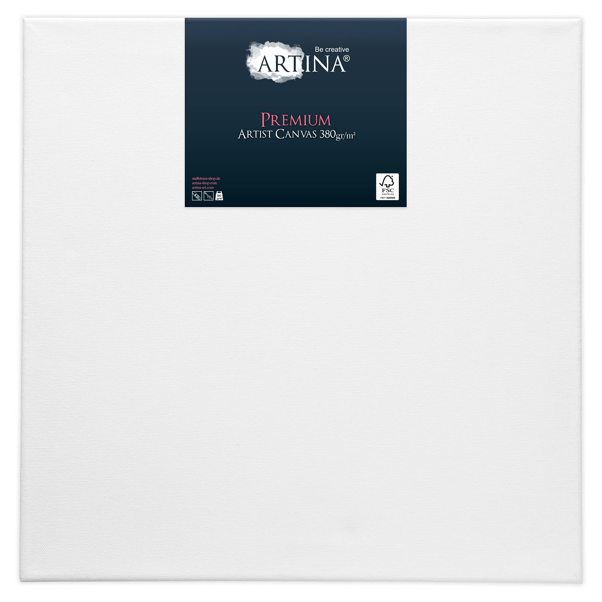 Artina Set da 10 Tela per Dipingere Piccole 100% Cotone FSC® Telaio tele | 40x40cm 100% qualità pittora per artisti in legno comodo e resistente cuneo quadrate pittura Premium