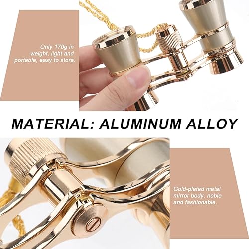 Miniatura 9 de TEHAUX Gafas de ópera, prismáticos de ópera de alta definición para mujeres, 3 x 25 pulgadas, portátil, gran angular, visión nocturna, cine,