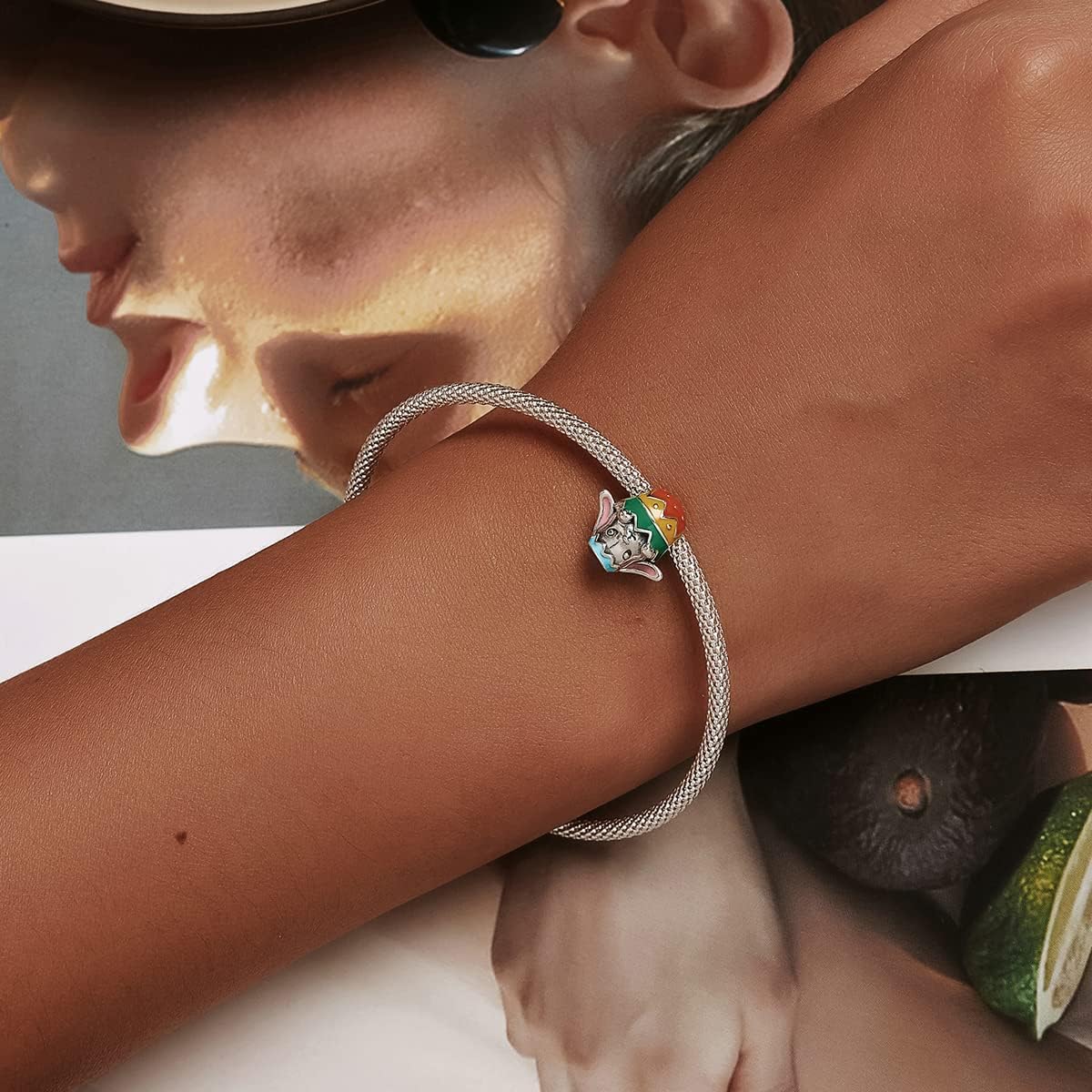 Miniatura 8 de Abalorio de huevo de Pascua de conejo de plata de ley 925 para pulsera Pandora pulsera de abalorios europeos