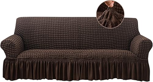 Jeloris Funda elástica para sofá biplaza, fácil de ajustar, con falda, duradera, lavable, protector universal de muebles de alta elasticidad para