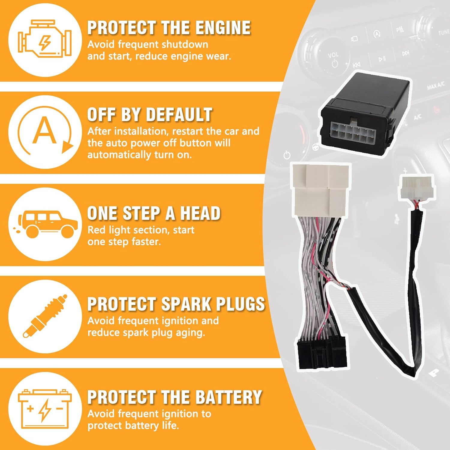 Auto Start Stop Eliminator Compatible with Ford Bronco 2021-2025 (Not Fit Bronco Sport/Badlands) – Plug & Play OBD/Cable Start-Stop Disable Canceller, Error-Free Bypass Accessory