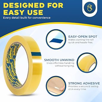 𝟮 𝗣𝗔𝗖𝗞 Original Golden Cellotape | Multi-Purpose Clear Tape for Household Objects - Extra Sticky Clear Packing Tape for Sticking Envelopes, Cards & Gifts | Easy to Use - Sellotape 24mm x 50m