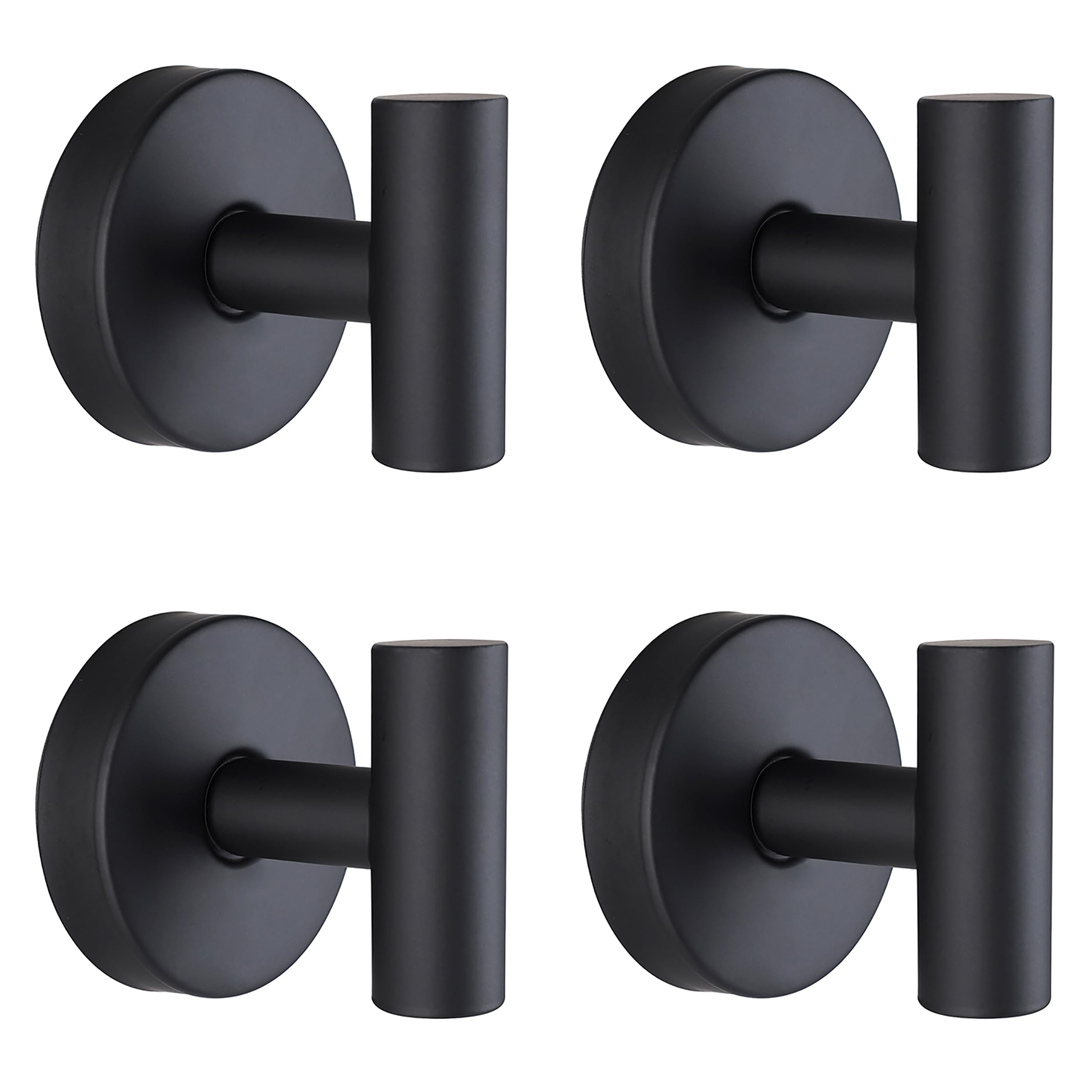 Augegel Suction Cup Hooks for Shower, Reusable Towel Hooks for Bathroom, T Shape Black