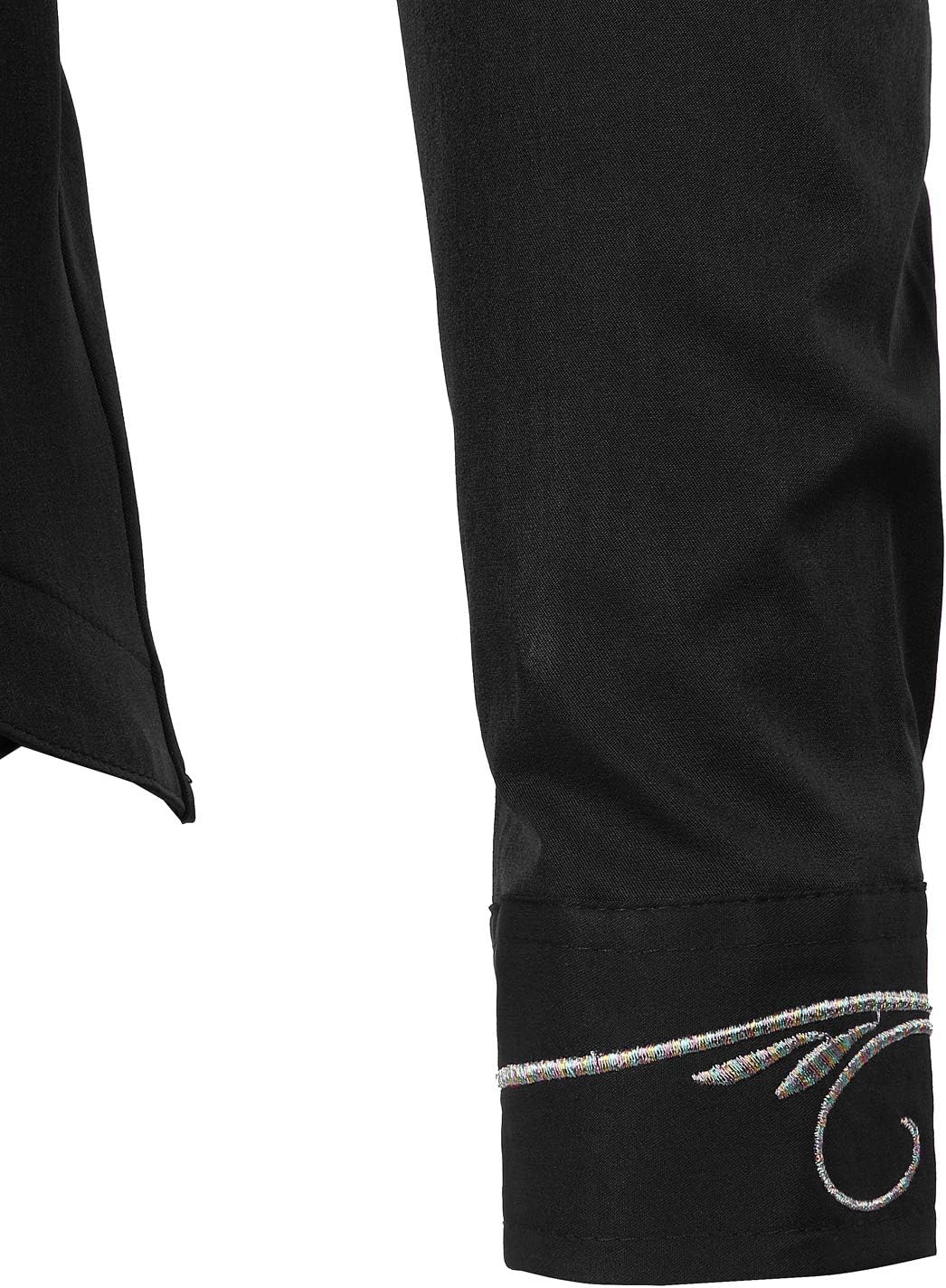 ZEROYAA Men's Luxury Gold Embroidery Design Slim Fit Long Sleeve Button Up Dress Shirts - Image 5