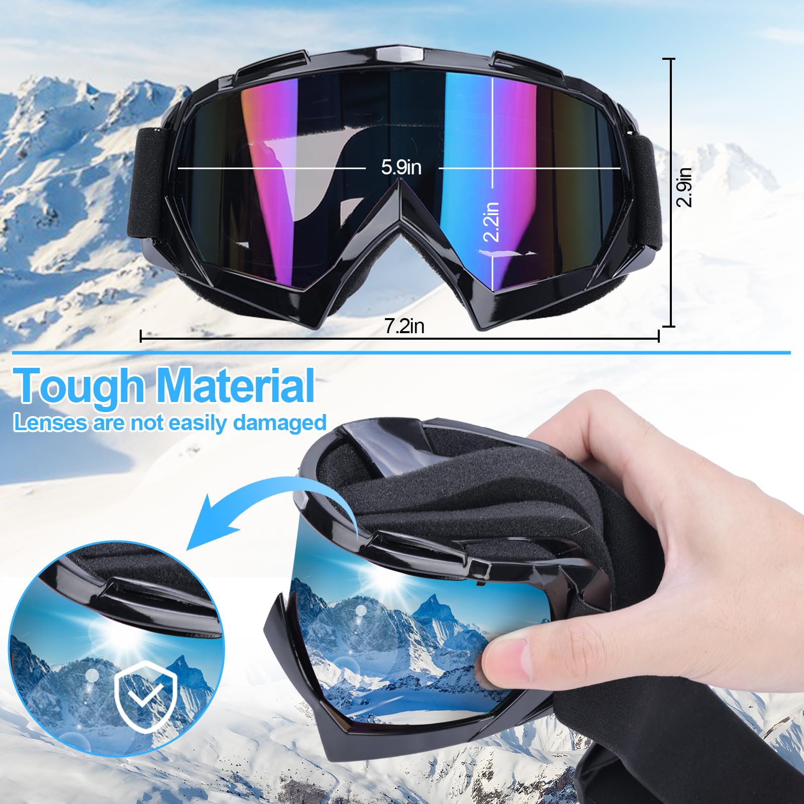Lunette de Ski Anti-Buée UV Protection 100% Homme pour Ski Cyclisme Snowboard