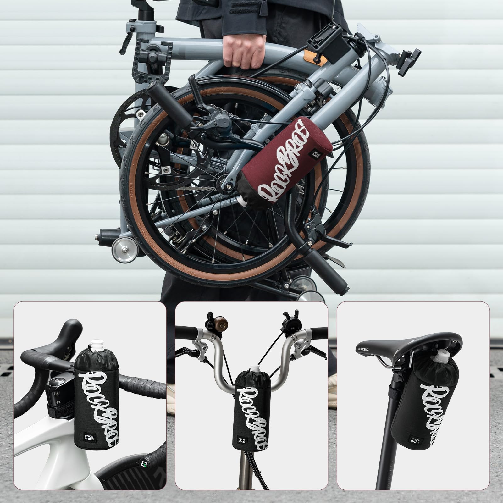 ROCKBROS Bicycle Bag Water Bottle Bag Mountain Road Folding Bike Bag Riding Hook Bag Tail Bag Front Crossbeam Front End Bag