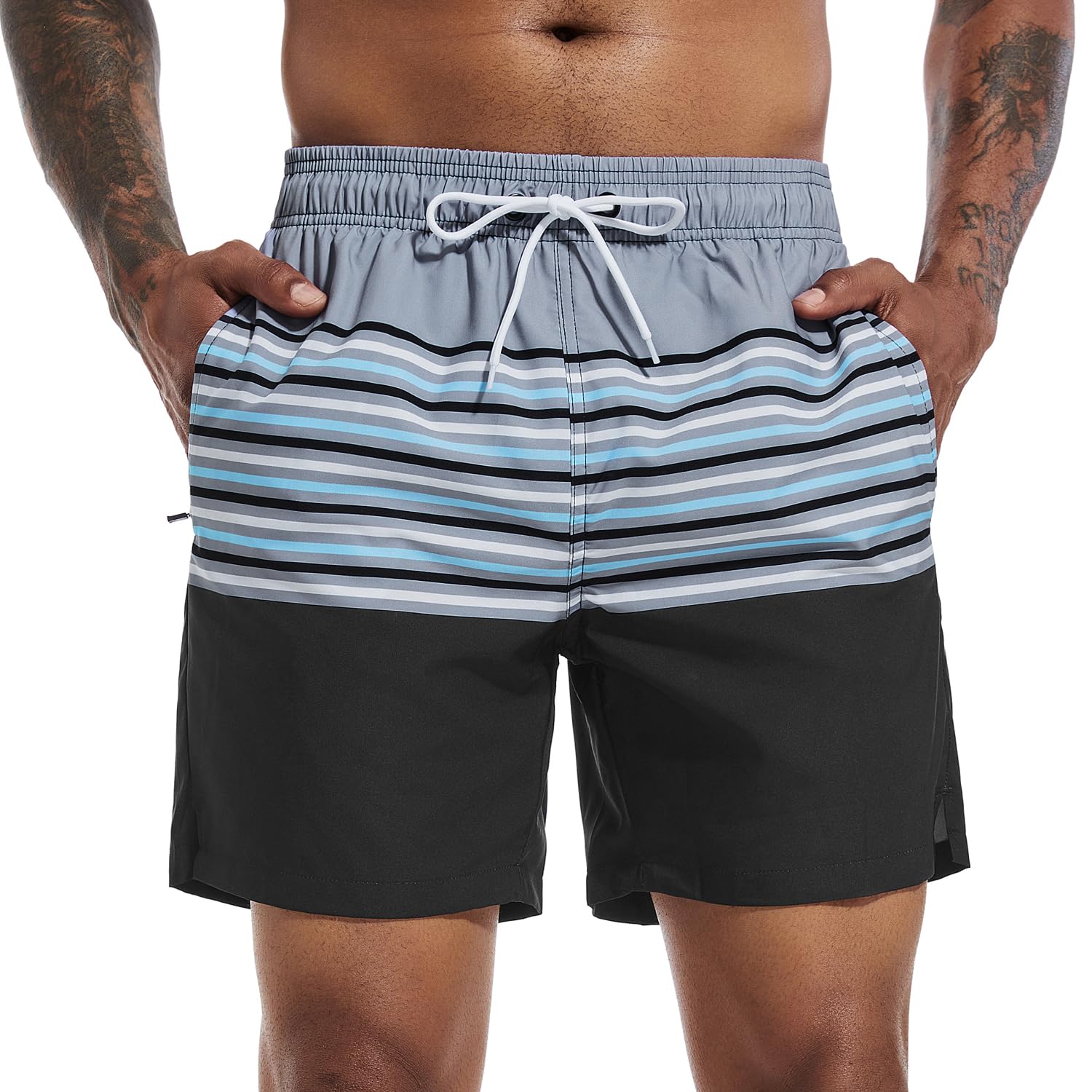 SILKWORLD Men's Swim Trunks Quick Dry Beach Shorts with Pockets