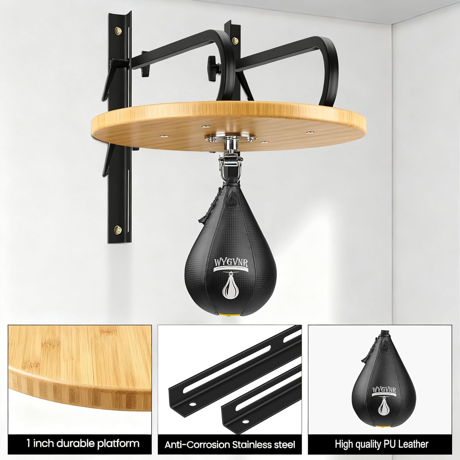 Adjustable Speed Bag Platform Kit with Speed Punching Bag, Speed Bag Swivel for Boxing Training, Workout