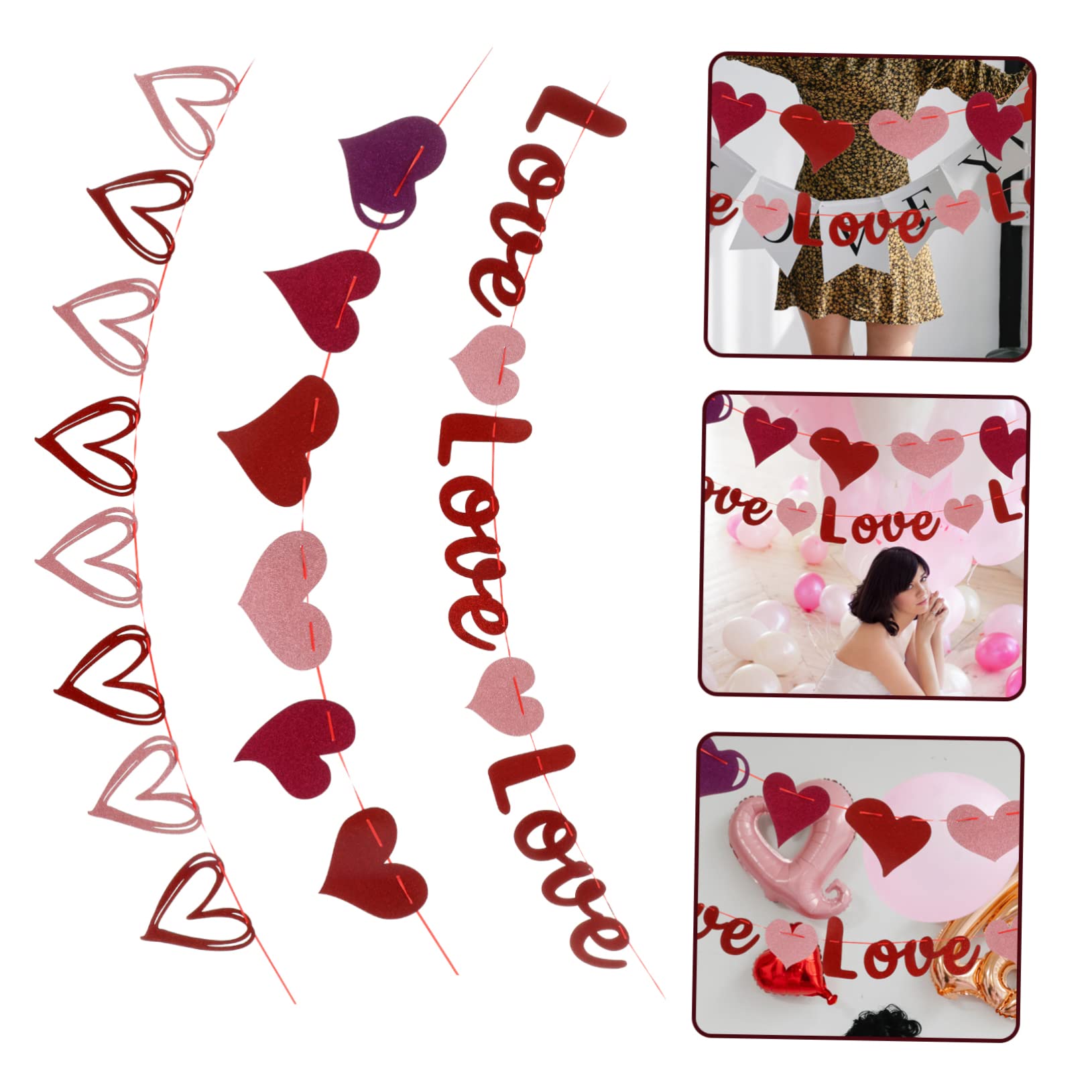 MAGICLULU 4 Sätze Liebe Liebe Ziehblume Glücklich Alles Zum Geburtstag Zeichen Partydekorationen Gold Schläger Festival Alles Zum Geburtstag-banner Girlanden Papier 3 Stück * 4
