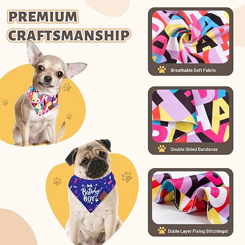 Miniatura 4 de Charcy Bandanas para perro, paquete de 4, bandana de otoño para perro niño y niña para vacaciones, cumpleaños, bufanda ajustable y duradera para