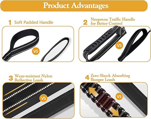 Miniatura 2 de Fashion&cool Correa resistente para perros especialmente grandes de hasta 150 libras, 4 a 6 pies, reflectante, para entrenamiento de perros,