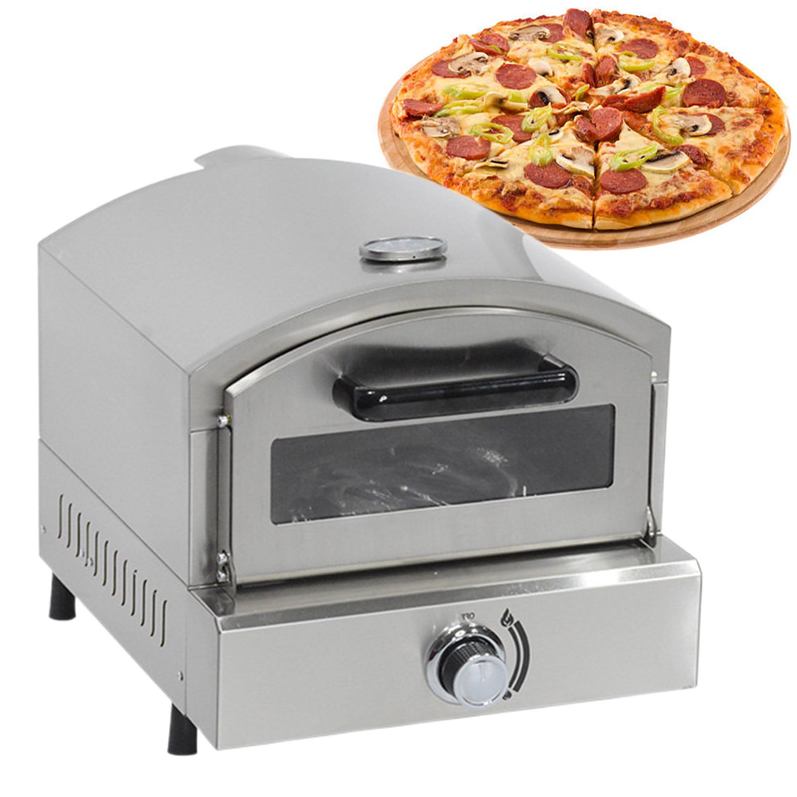 Forno per Pizza a Gas da Banco, in Acciaio Inox, con Pietra per Pizza, Fornello per Pizza Portatile per Feste, Cucina All'aperto, Commerciale/Domestica