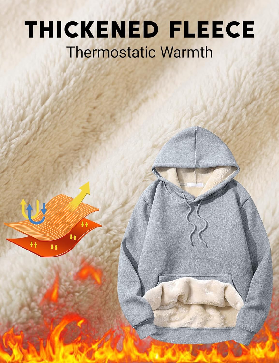 PEHMEA Men's Heavy Pullover Hoodie Sherpa Fleece Lined Thick Winter Hooded Sweatshirt for Outdoor Casual - Image 4