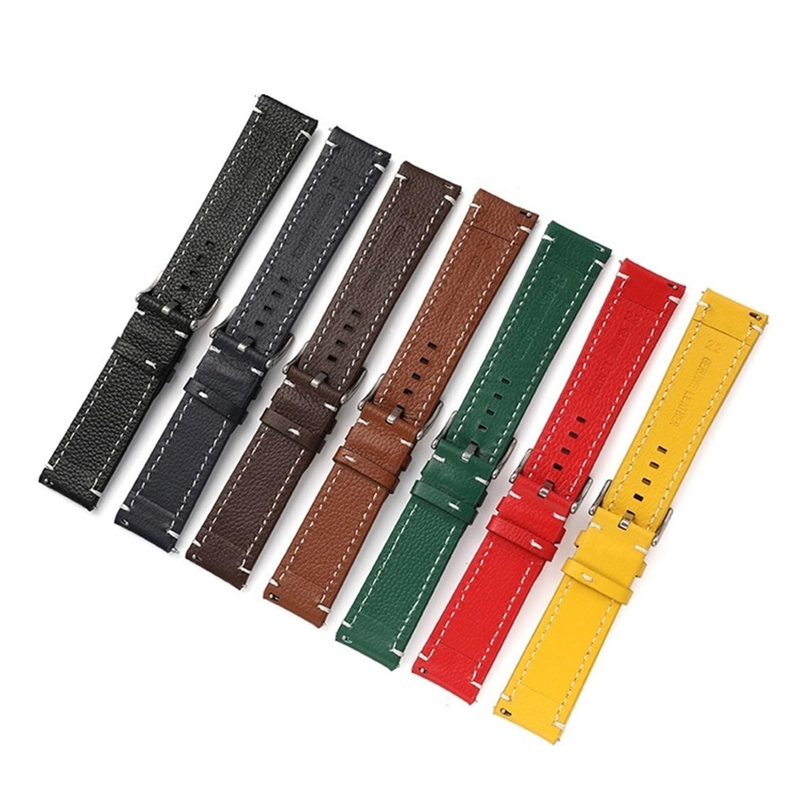 INEOUT Bracelet de montre double face en cuir 18 mm, 20 mm, 22 mm, 24 mm à libération rapide pour homme et femme, jaune, rouge, noir, accessoires de montre