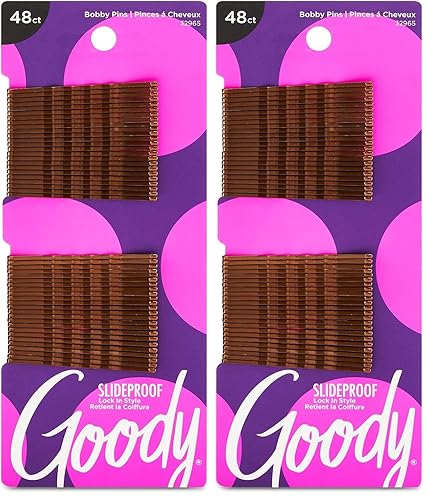 Miniatura 6 de Goody Pasadores antideslizantes, 48 unidades, marrón bruno, pasadores de pelo de alto brillo para peinar, fijan el estilo, cómodos, accesorios de