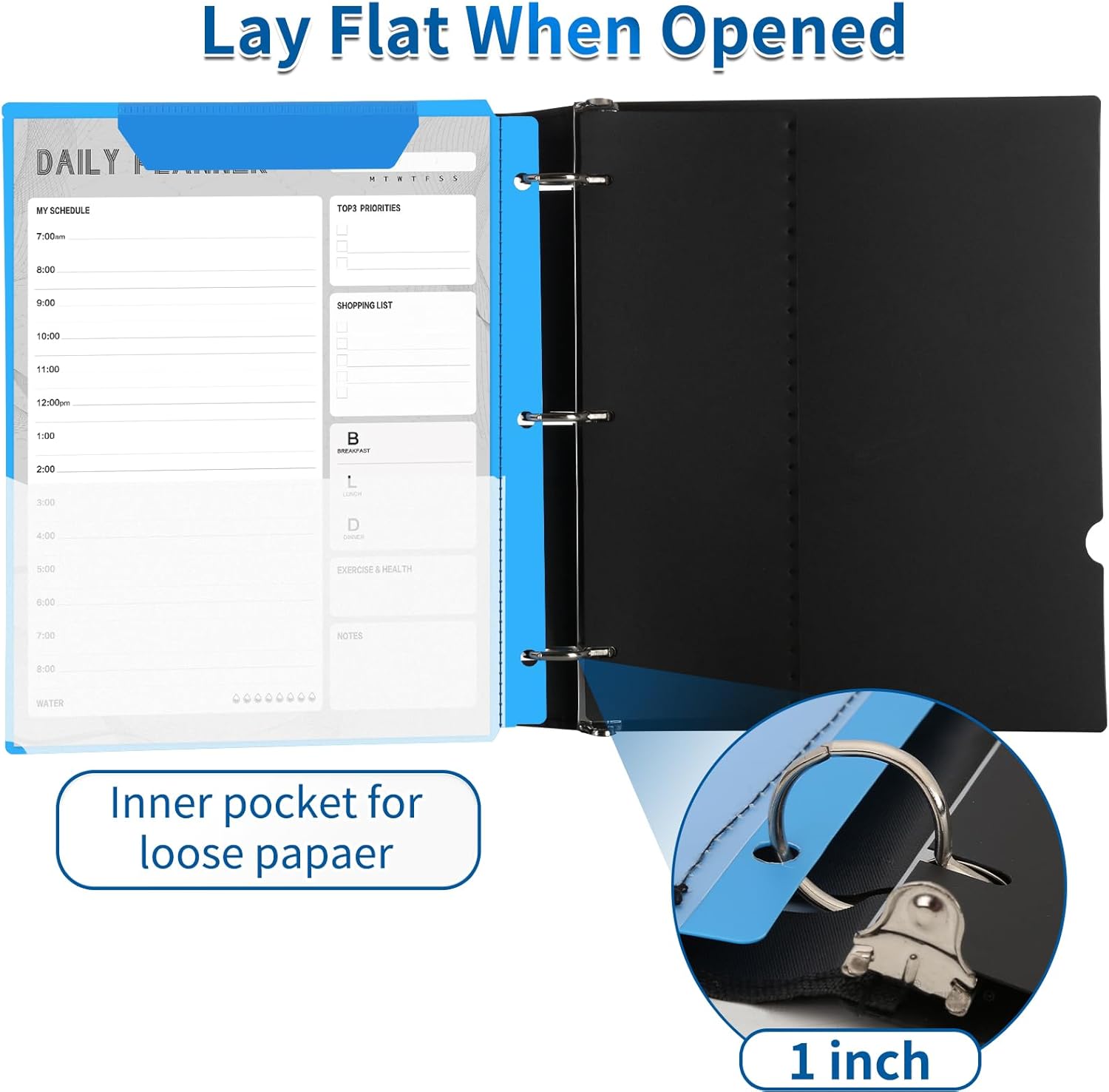 360° Pivotable 3 Ring Binder, Upgraded Foldable Binders 1 inch 4 Pack, Thin Small Three Ring Binder Fits 8.5" x 11", for Home, School and Office Binders Supplies
