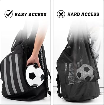 OrgaWise XXL Soccer Ball Bags for Coaches | 600D Oxford Cloth | SBS Zippers | Card Holder | Night Reflective Strips | Plated Holes | Chest Strap | Carry Handle