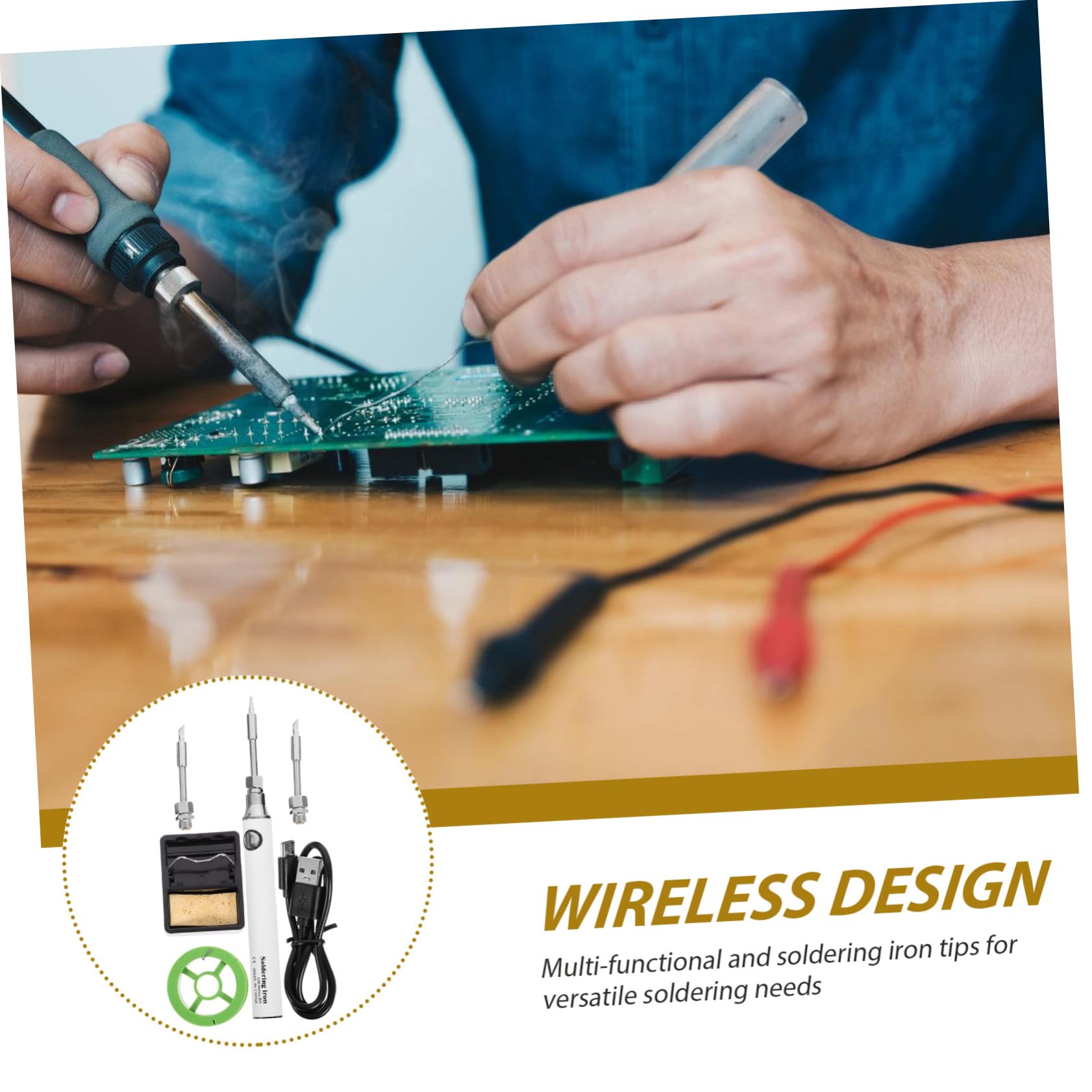 Housoutil 1 Set Mini Welding Pen Tools Electric Soldering Iron USB Powered Soldering Iron Portable Soldering Iron Cordless Soldering Iron Soldering Pen Mini Soldering Iron ??? White