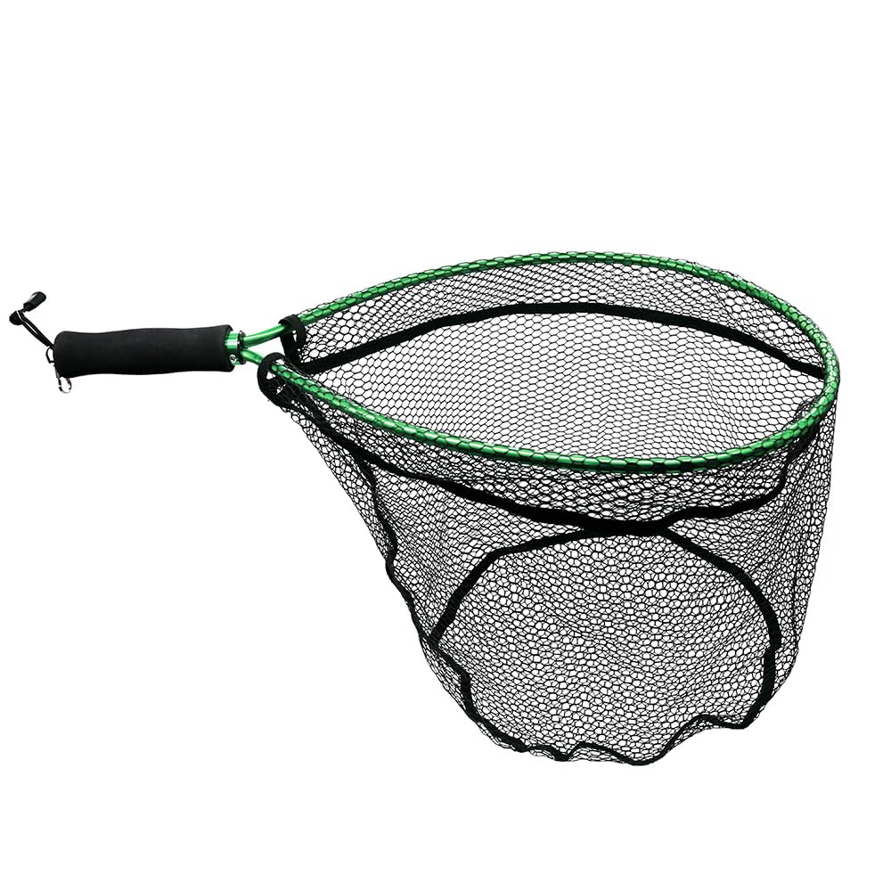 Rete da pesca a mosca in lega di alluminio e morbida rete in gomma per kayak, rete da pesca alla trota, retino da cattura e rilascio
